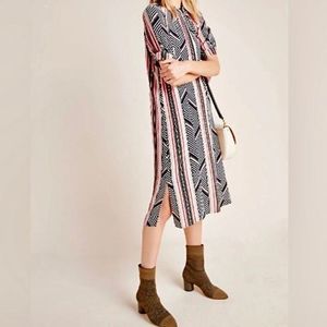 Anthropologie Geometric Striped Midi Dress